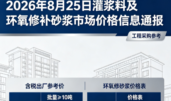山亭2026年8月25日灌浆料及环氧修补砂浆市场价格信息通报
